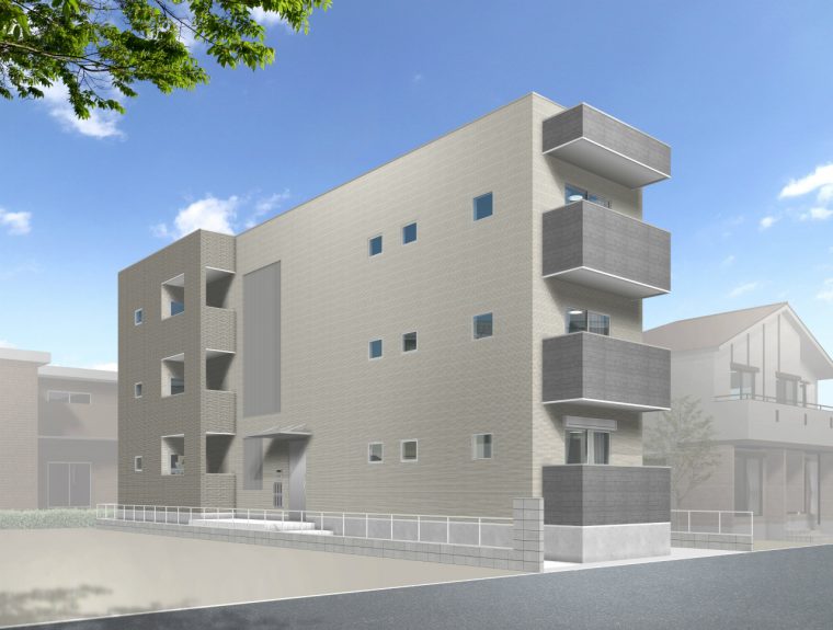 竣工間近の木造アパートメント